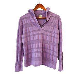Title Nine Hooded Pullover Henley Sweater Womens Size L Purple Outdoors